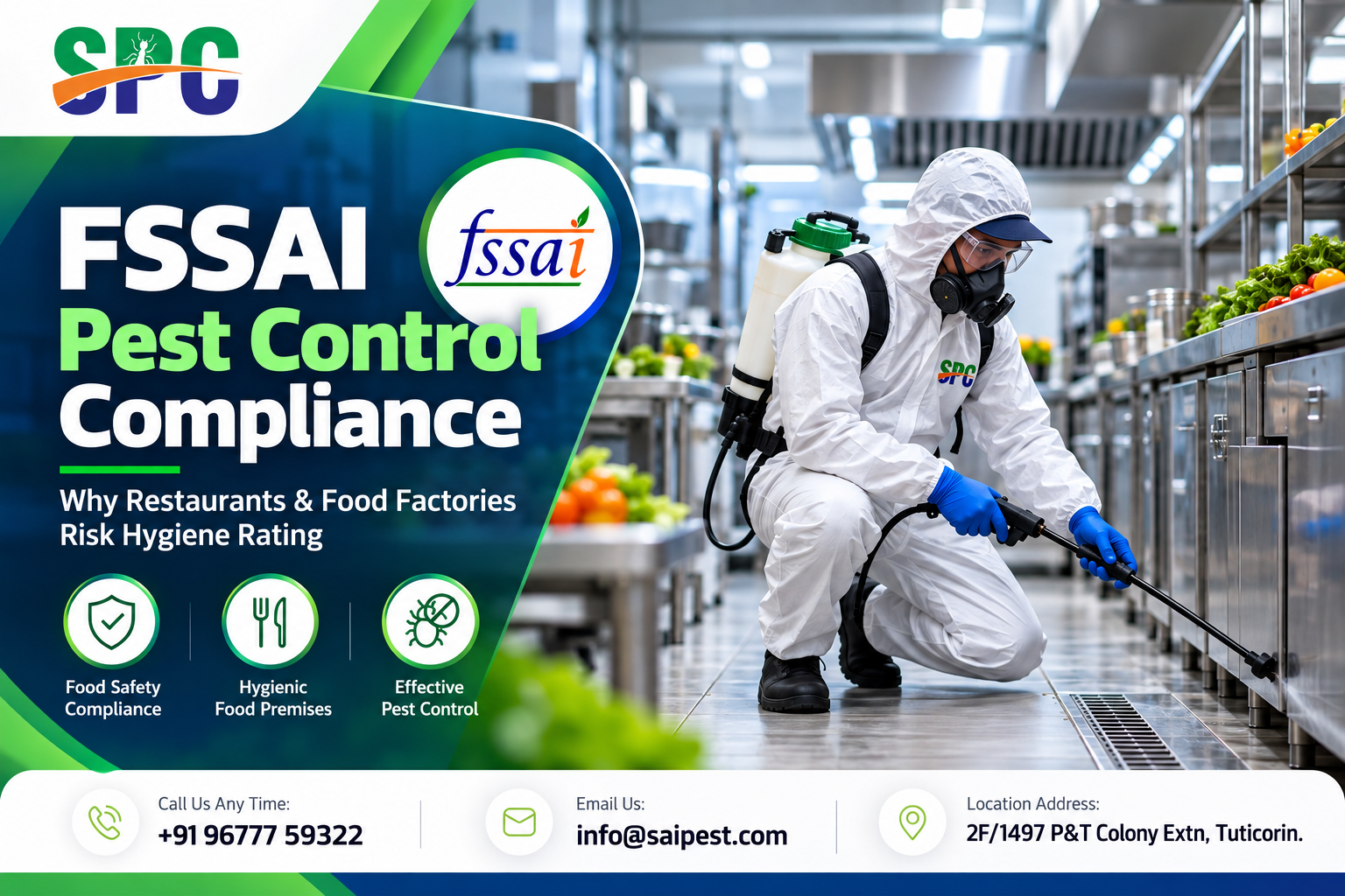 FSSAI pest control compliance service for restaurants and food factories by Sai Pest Control