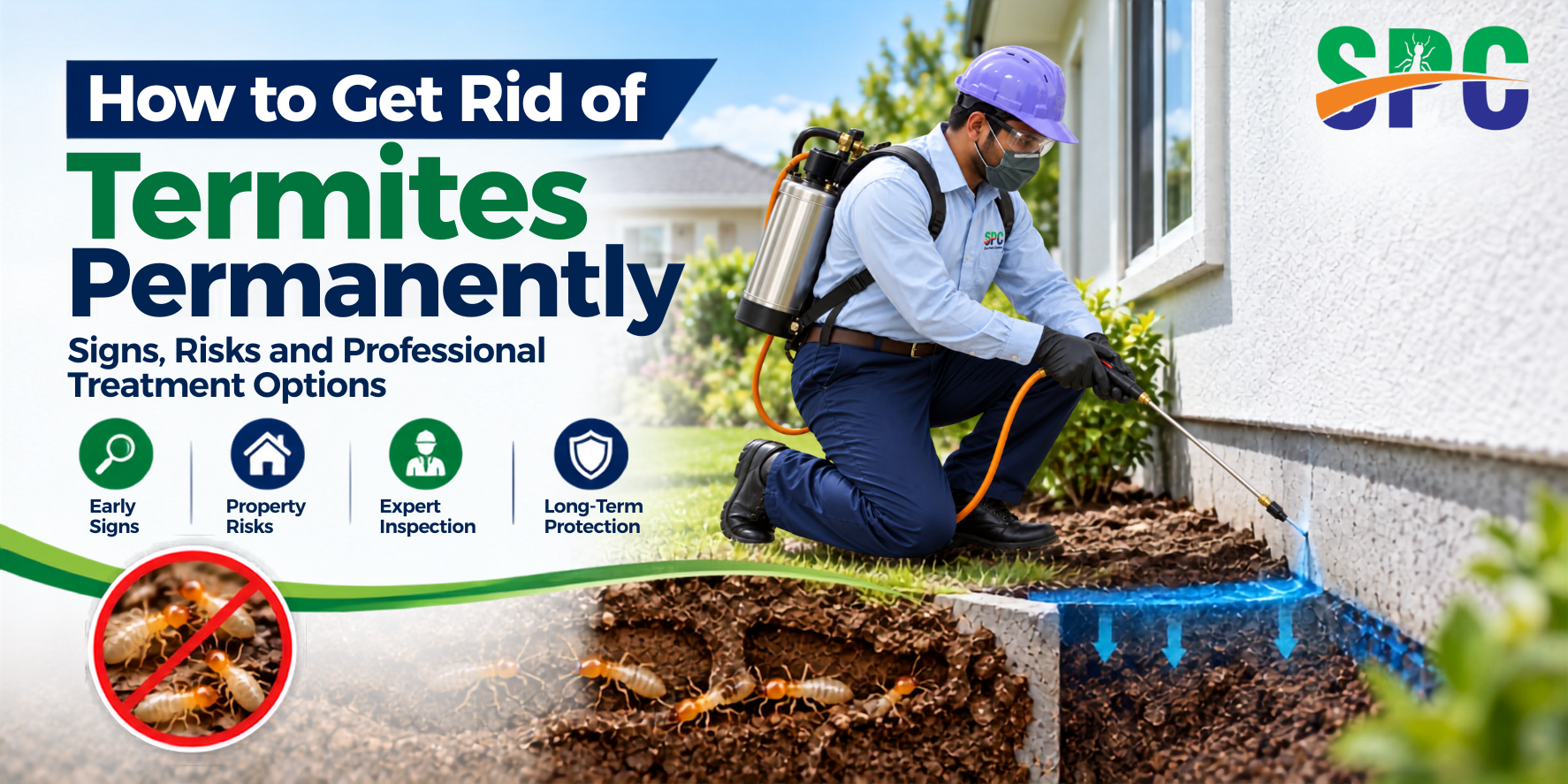 Professional termite treatment in Tamil Nadu by Sai Pest Control technician